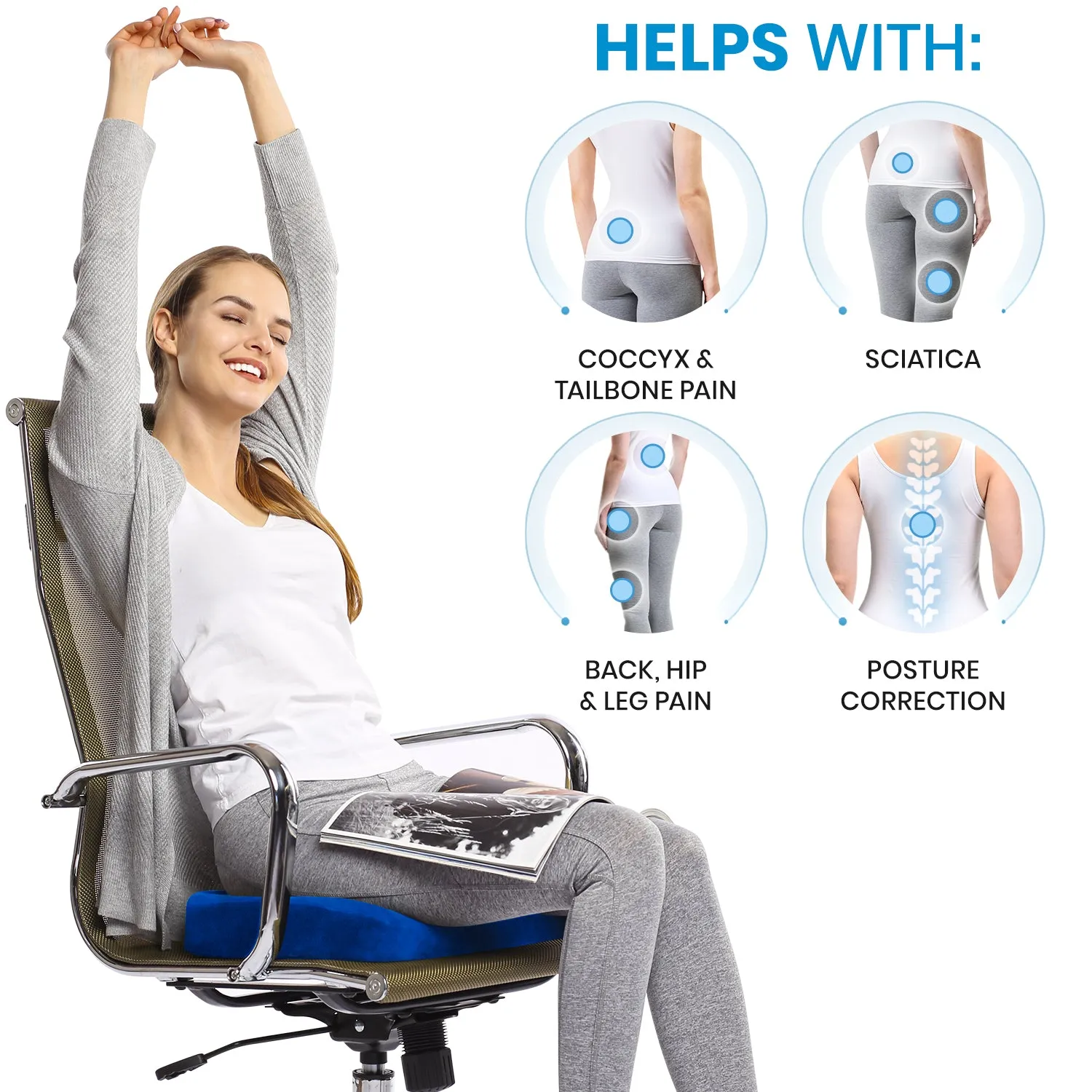 100% Pure Memory Foam Luxury Seat Cushion