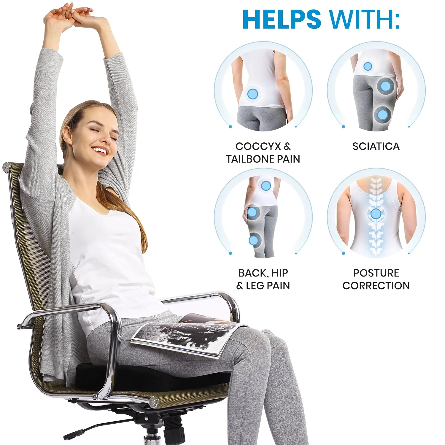 100% Pure Memory Foam Luxury Seat Cushion