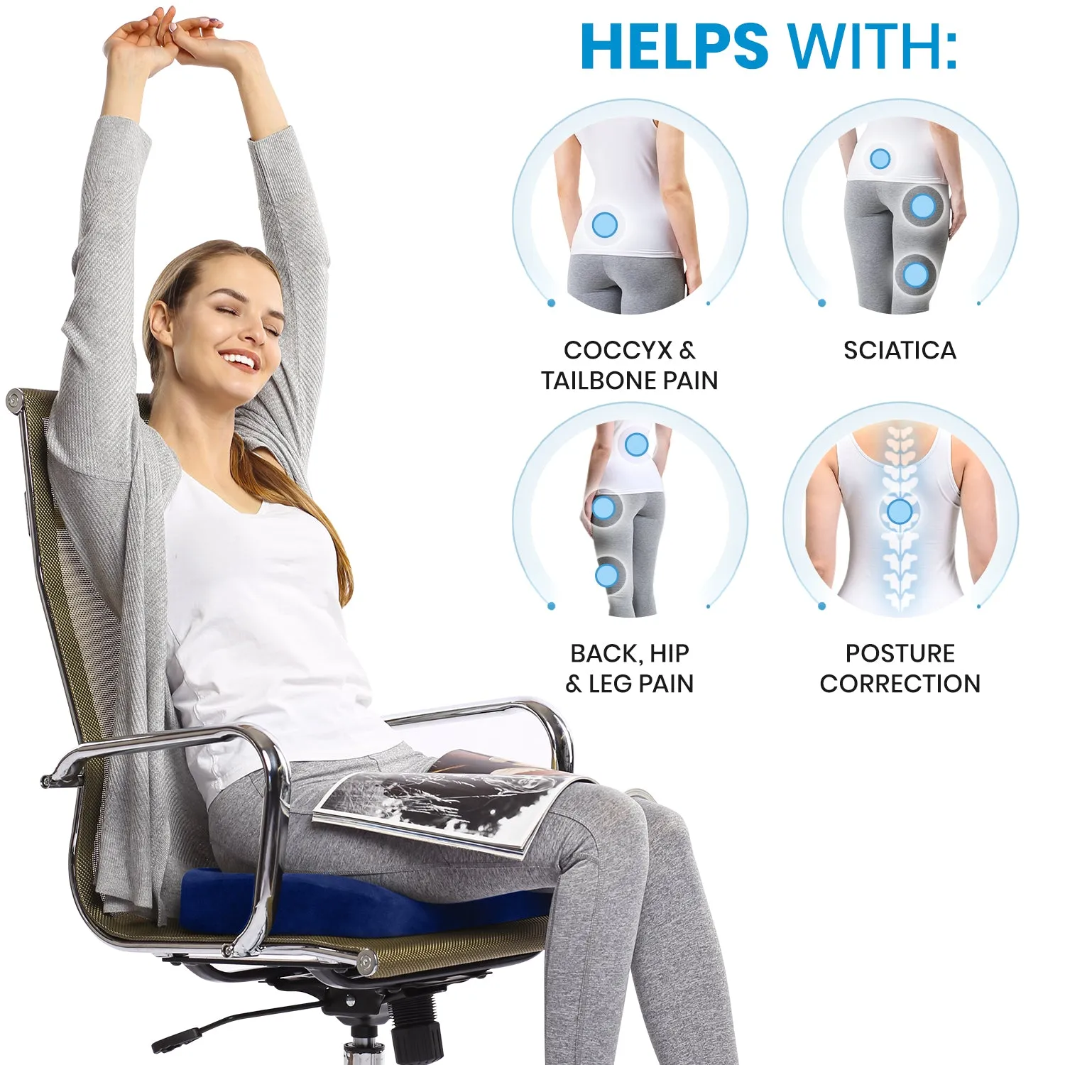 100% Pure Memory Foam Luxury Seat Cushion