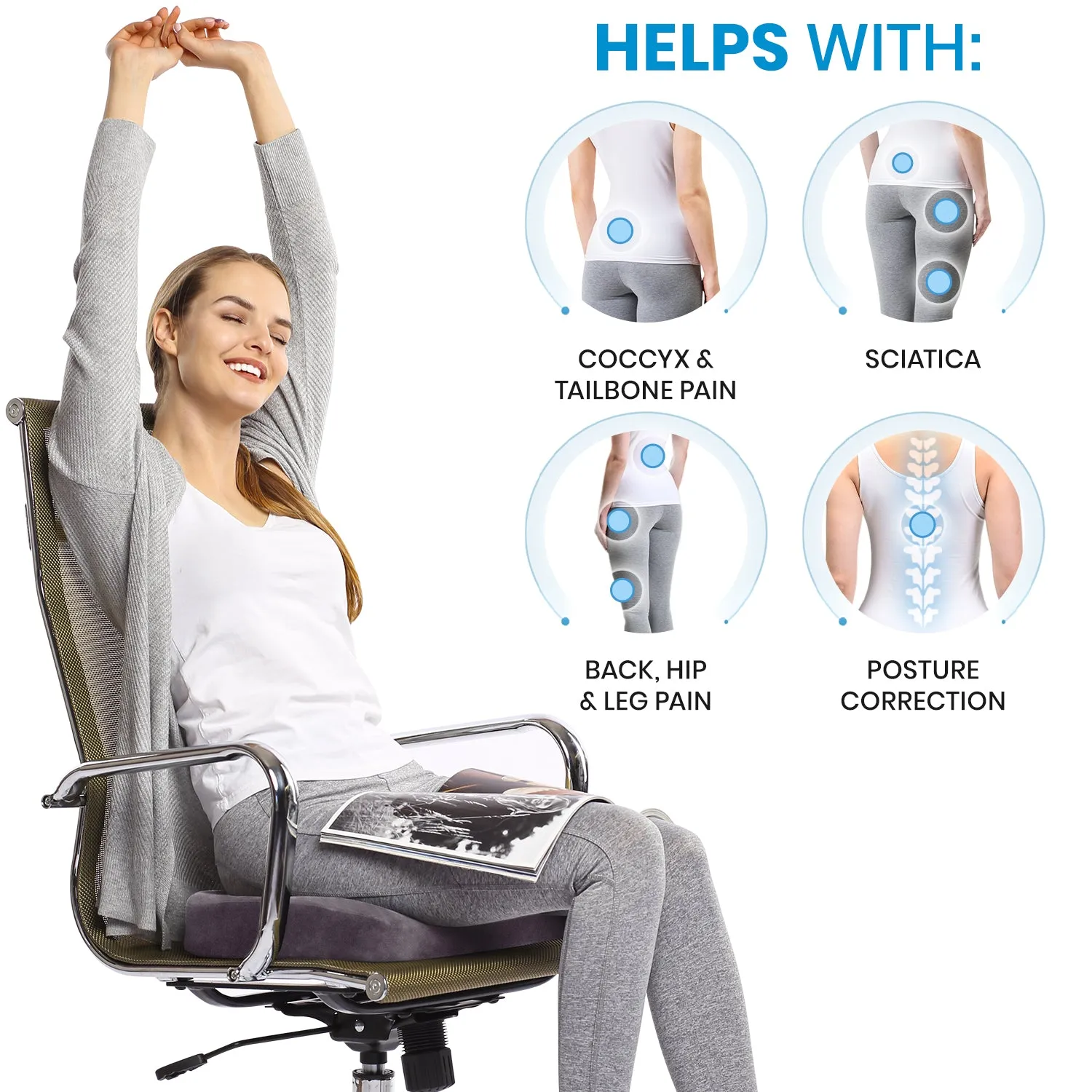 100% Pure Memory Foam Luxury Seat Cushion