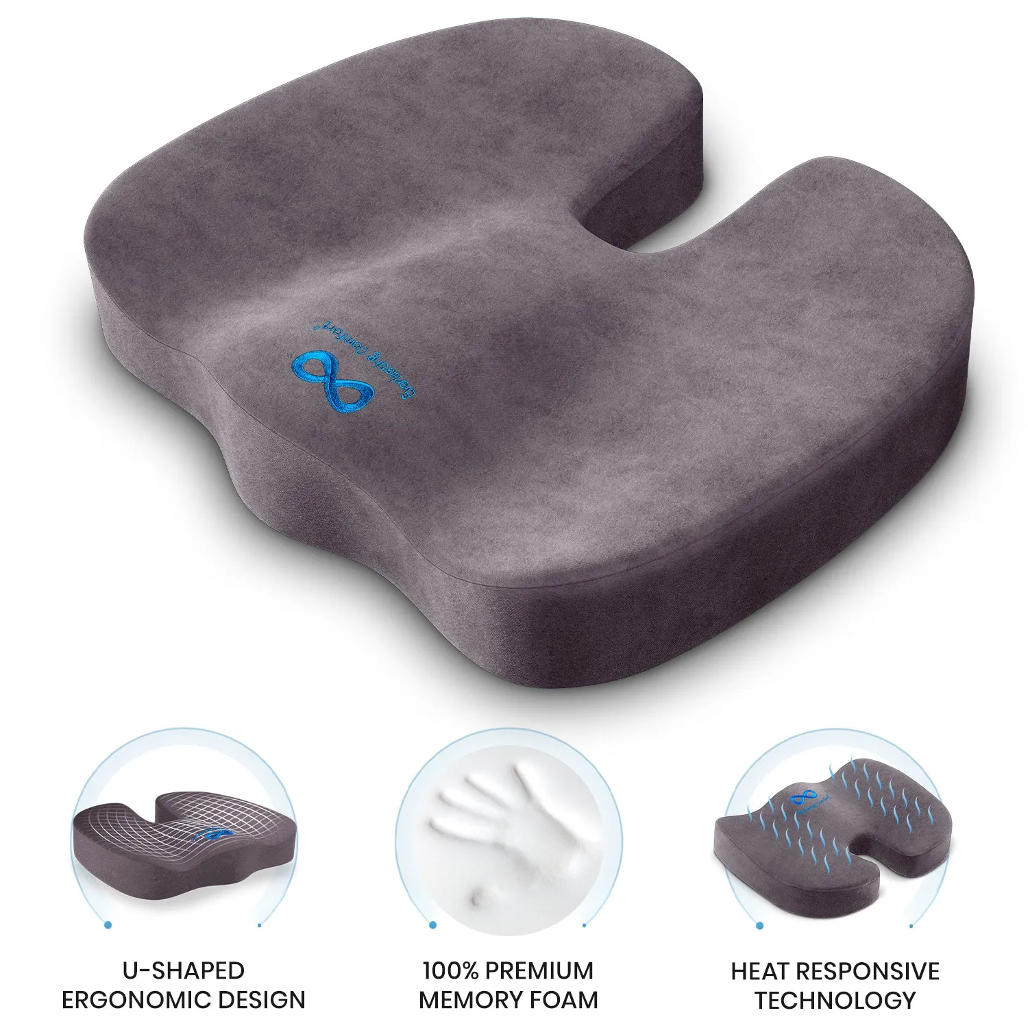 100% Pure Memory Foam Luxury Seat Cushion