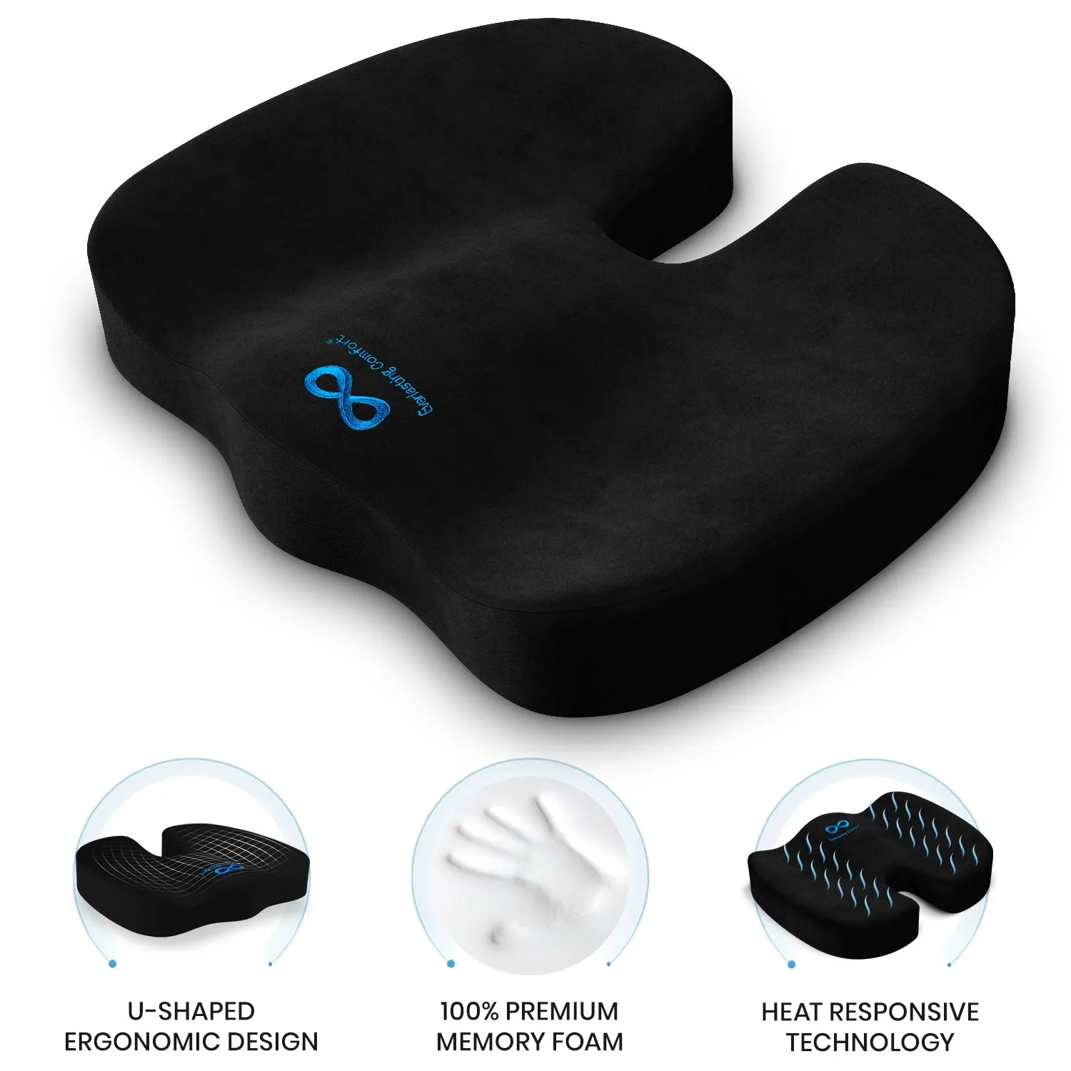 100% Pure Memory Foam Luxury Seat Cushion