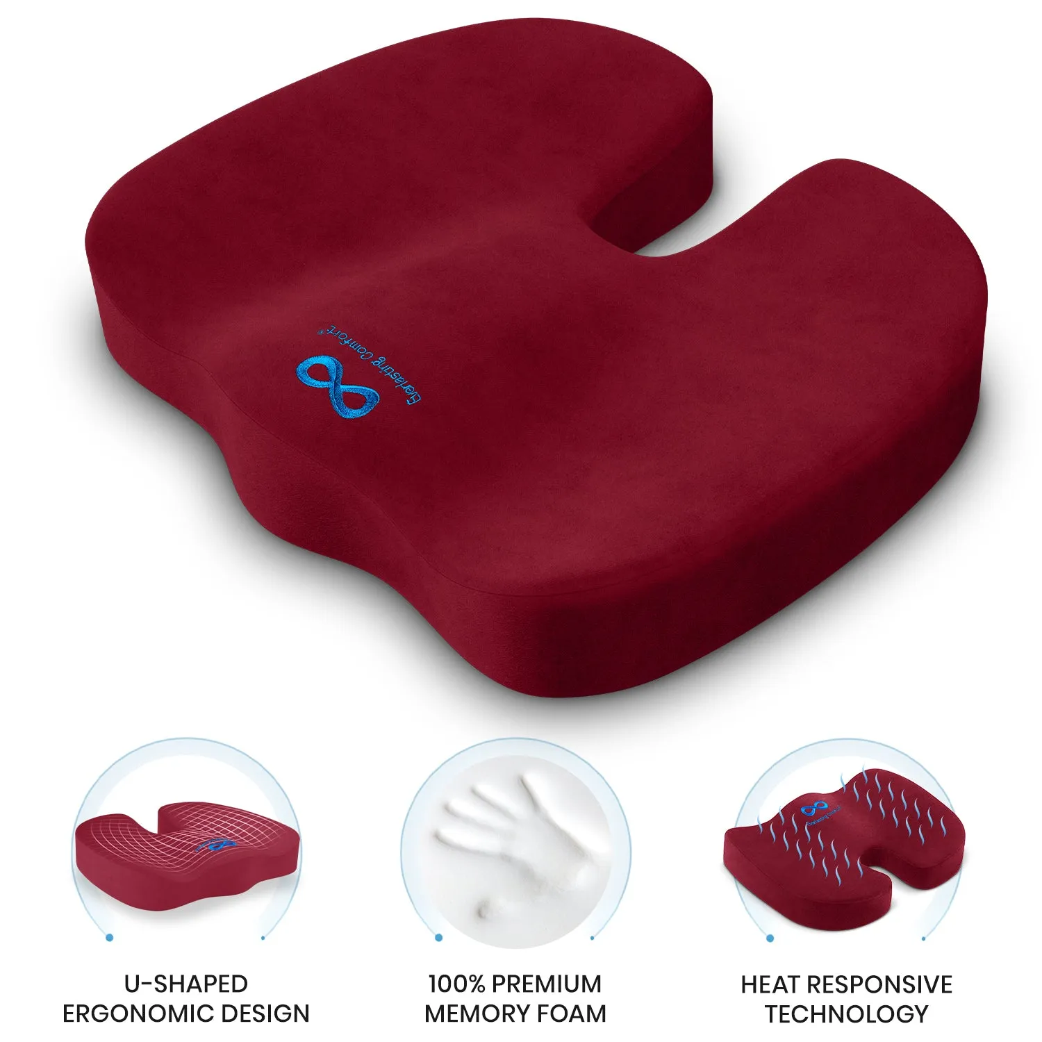 100% Pure Memory Foam Luxury Seat Cushion