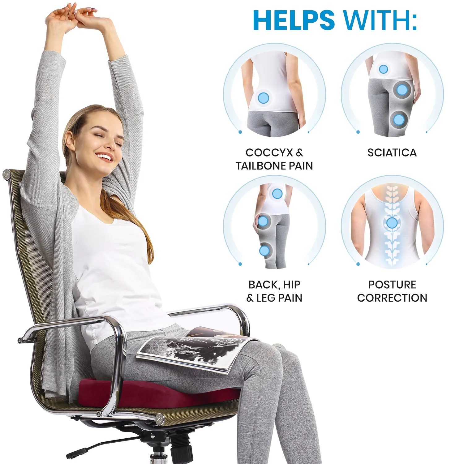100% Pure Memory Foam Luxury Seat Cushion
