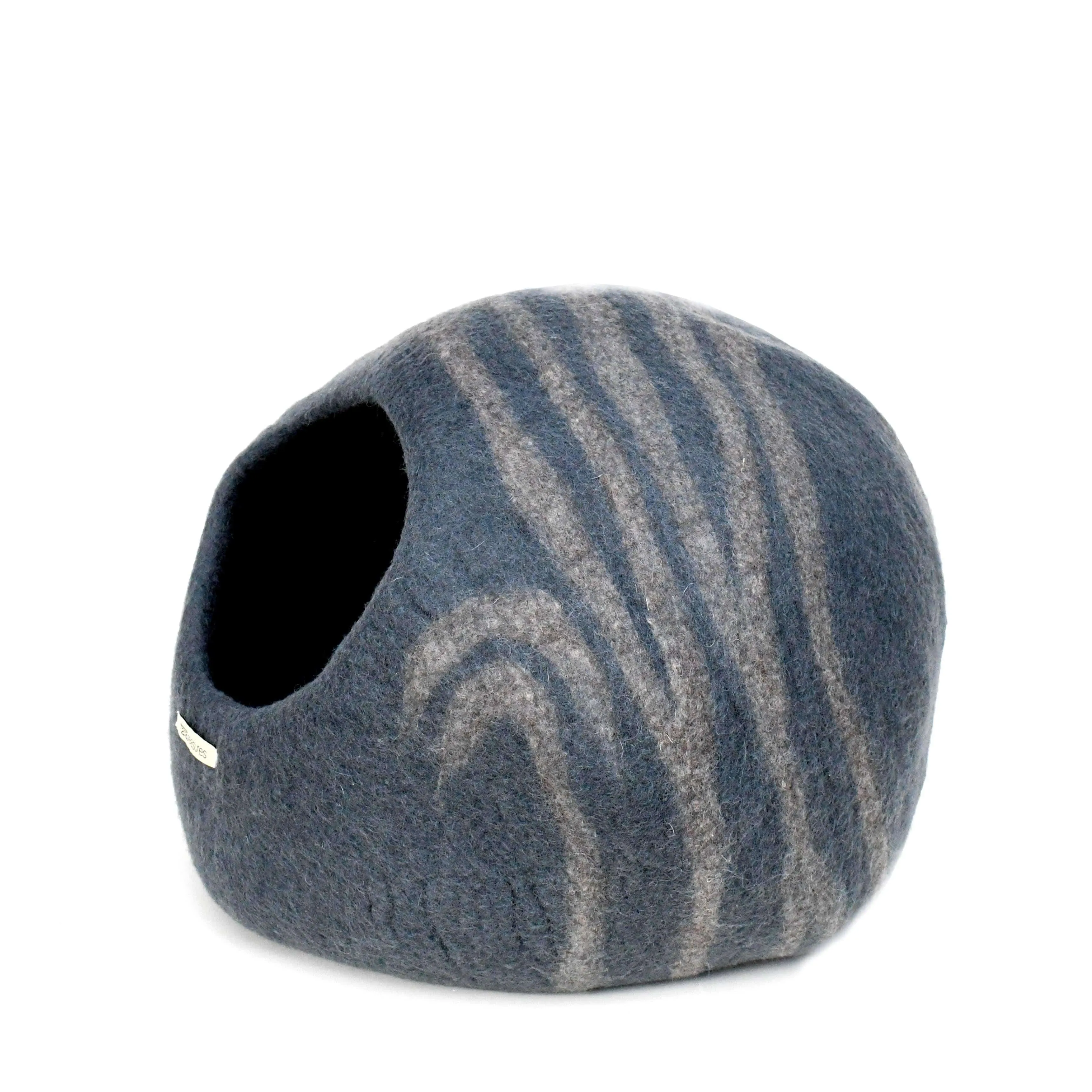 Cat Cave - Dark Grey Brown Stripes Cocoon