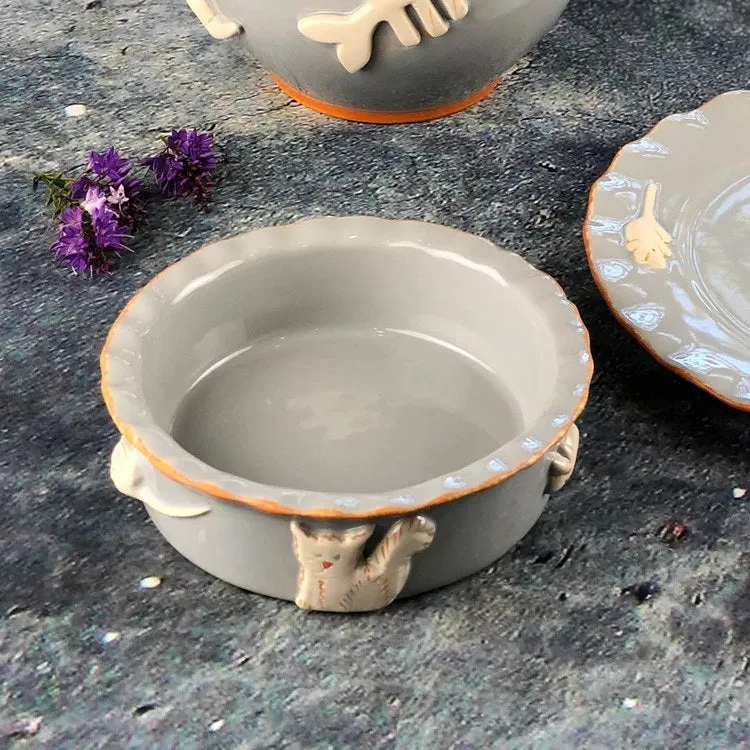 Cat Food/Water Bowl - French Gray