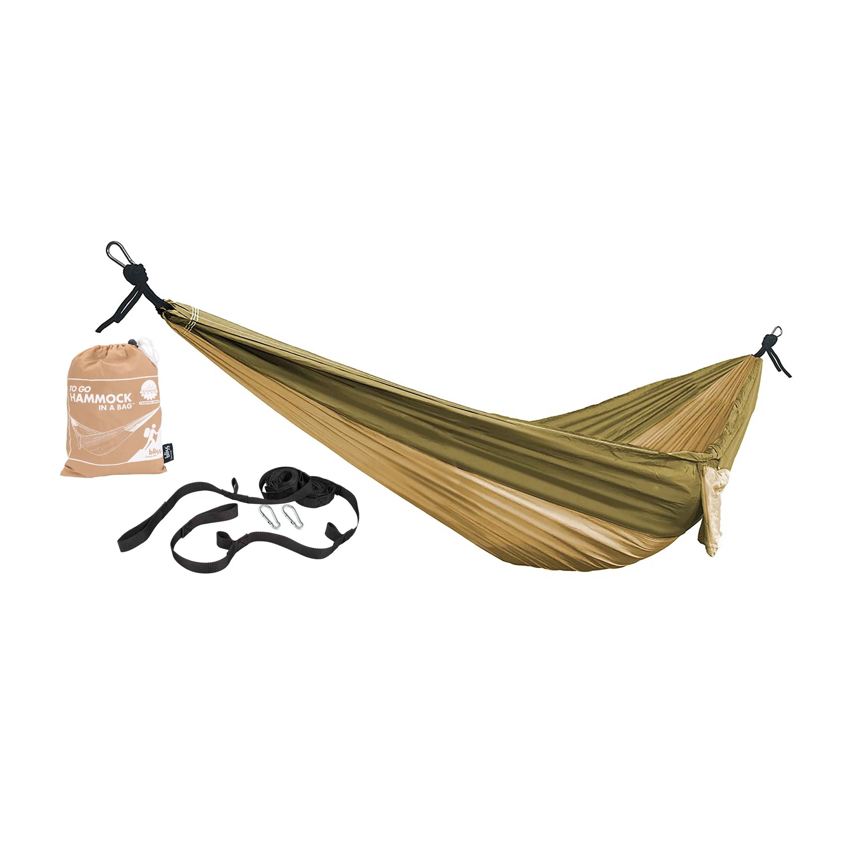 Hammock in a Bag w/ Carabiners and Tree Straps | 54-in. Wide | Weather Resistant |  350 Lb. Capacity