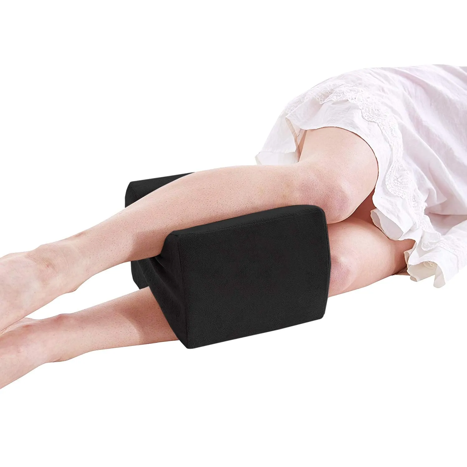 Heart Home Memory Foam Orthopedic Knee Support Leg Rest Pillow for Side Sleepers, for Relief from Sciatica, Back Pain, Leg Pain, Pregnancy, Post Surgery, Hip & Joint Pain (Black) HEART671, Standard