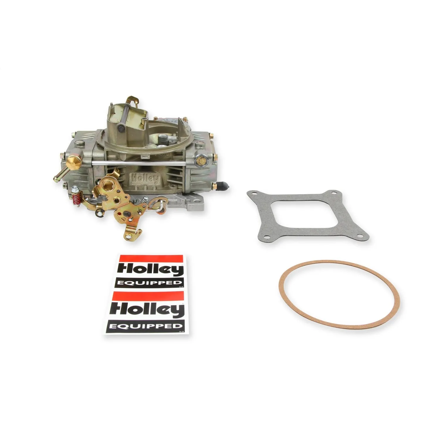 Holley Street Model 4160 600 CFM 4-Barrel Carburetor - Square Bore - Manual Choke - Vacuum Secondary - Single Inlet - Gold Chromate