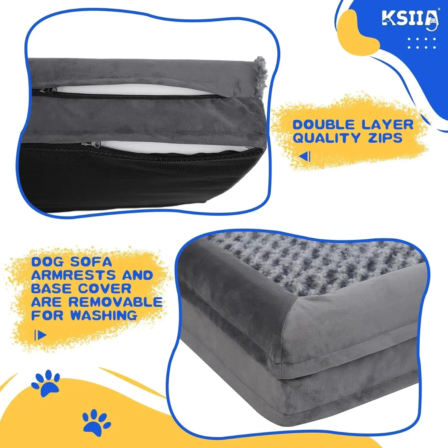 KSIIA Orthopedic Dog Beds Sofa Dog Couch (For UK)