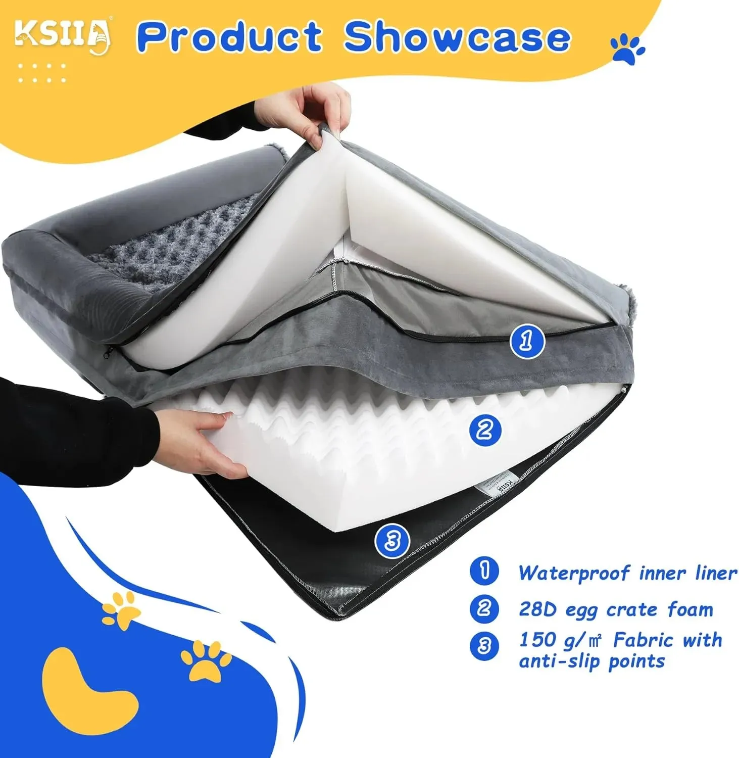 KSIIA Orthopedic Dog Beds Sofa Dog Couch (For UK)