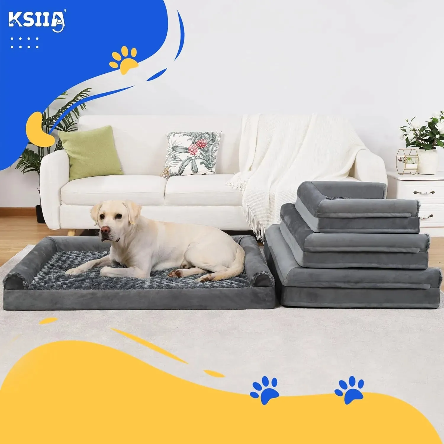 KSIIA Orthopedic Dog Beds Sofa Dog Couch (For UK)