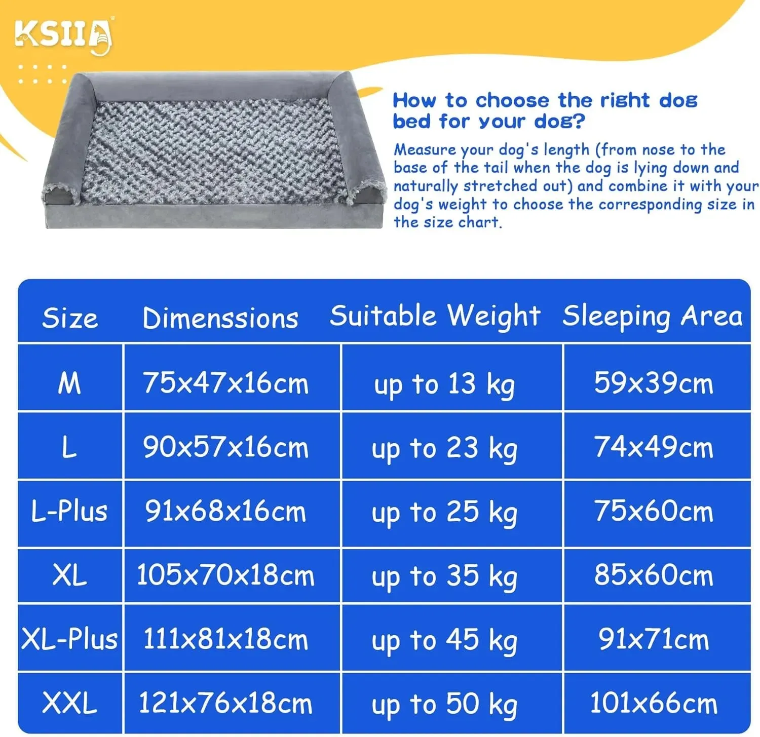 KSIIA Orthopedic Dog Beds Sofa Dog Couch (For UK)