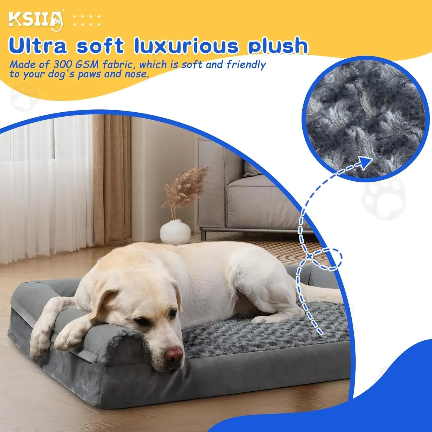 KSIIA Orthopedic Dog Beds Sofa Dog Couch (For UK)