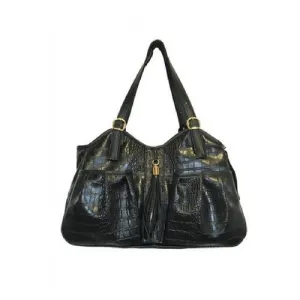 Metro Carrier — Black Croco with Tassel