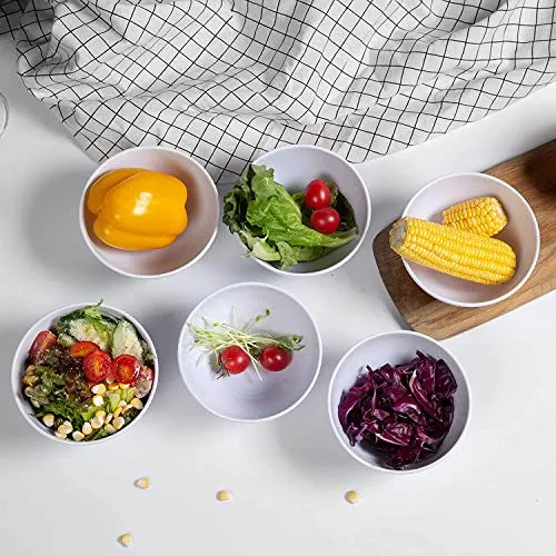 Narrow International Set of 6 Melamine Unbreakable Cereal Bowls Set - Soup Bowls, Lightweight Deep Bowl for Kitchen and Family Dinner, Dishwasher Microwave Safe, Premium White