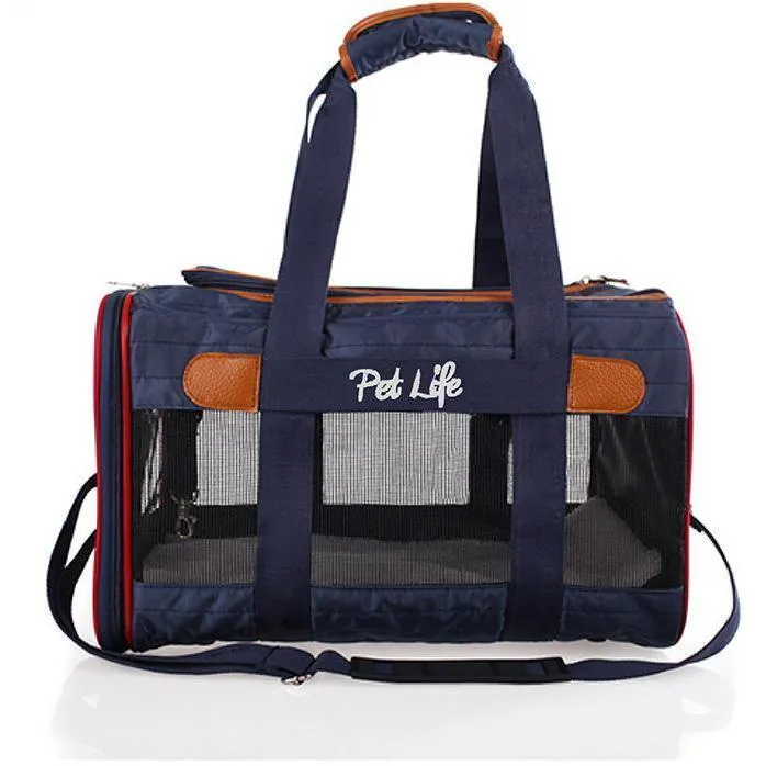 Pet Life ® 'Aero-Zoom' Airline Approved lightweight Wire Framed Folding Collapsible Fashion Pet Dog Carrier