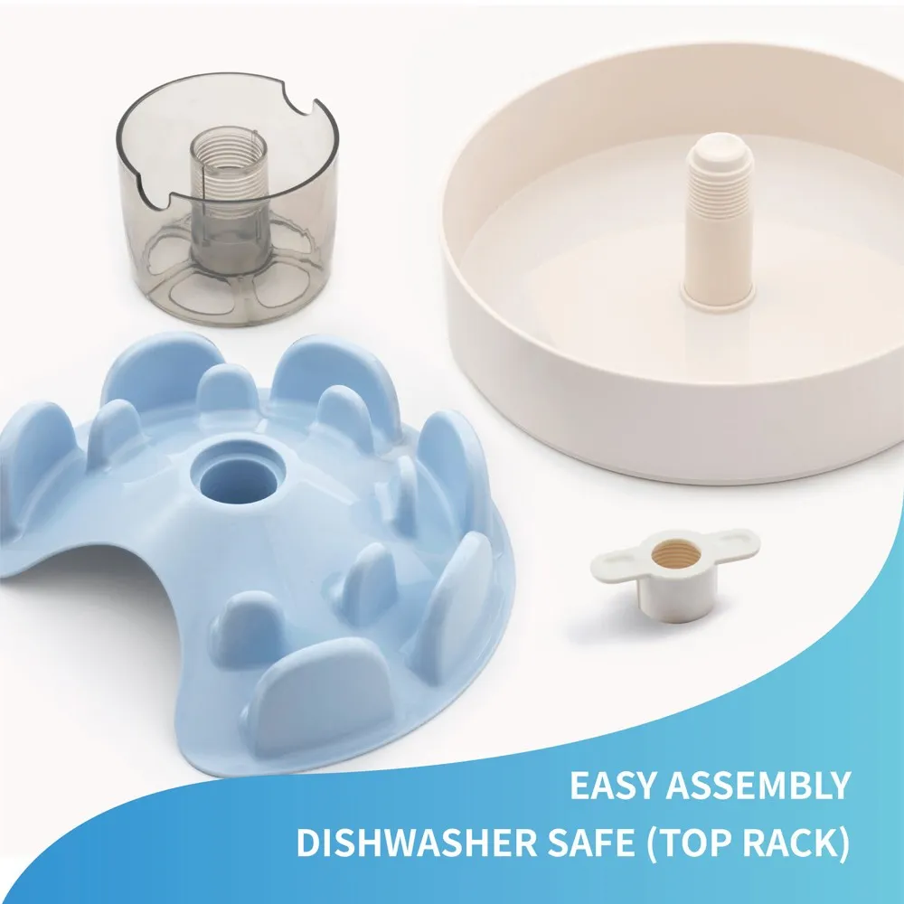 PetDreamHouse SPIN Interactive Slow Feeder For Cats & Dogs (Baby Blue UFO Maze)
