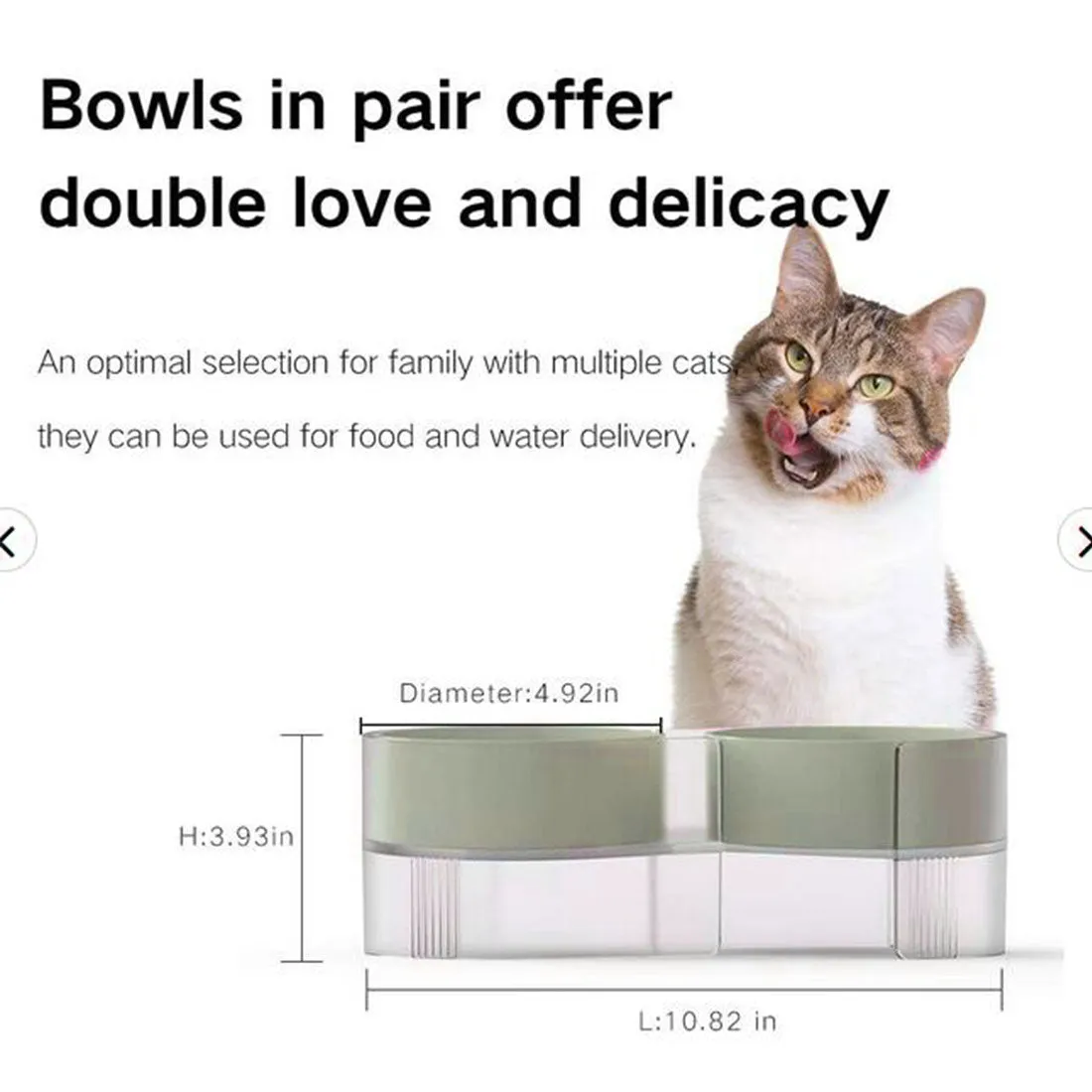 Pidan Elevated Cat Dog Double Dual Feeding Raised Bowls Bowl Set Tilted Stand - green