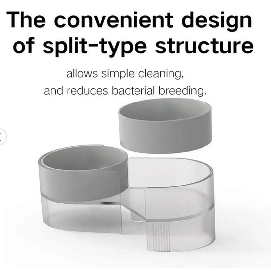 Pidan Elevated Cat Dog Double Dual Feeding Raised Bowls Bowl Set Tilted Stand - grey