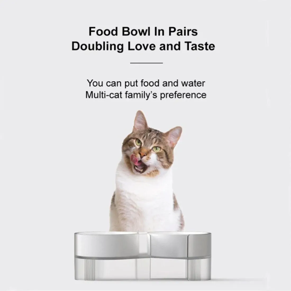 Pidan Elevated Cat Dog Double Dual Feeding Raised Bowls Bowl Set Tilted Stand - grey