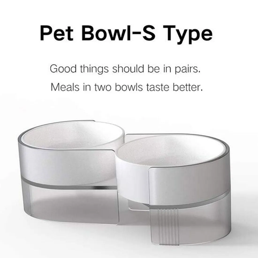 Pidan Elevated Cat Dog Double Dual Feeding Raised Bowls Bowl Set Tilted Stand - grey