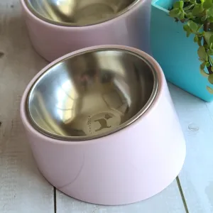 PoochMate Slant Bowl for Flat Faced Dogs & Cats- Rose Pink