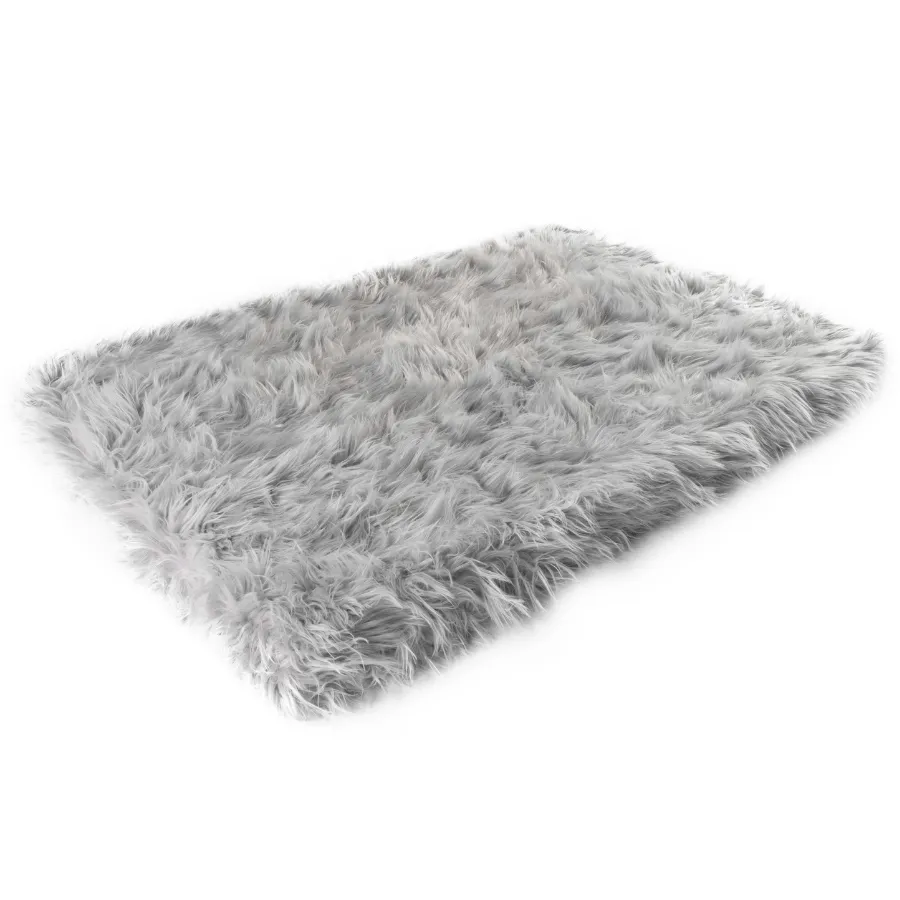 PupRug™ Faux Fur Orthopedic Dog Bed - Rectangle Grey