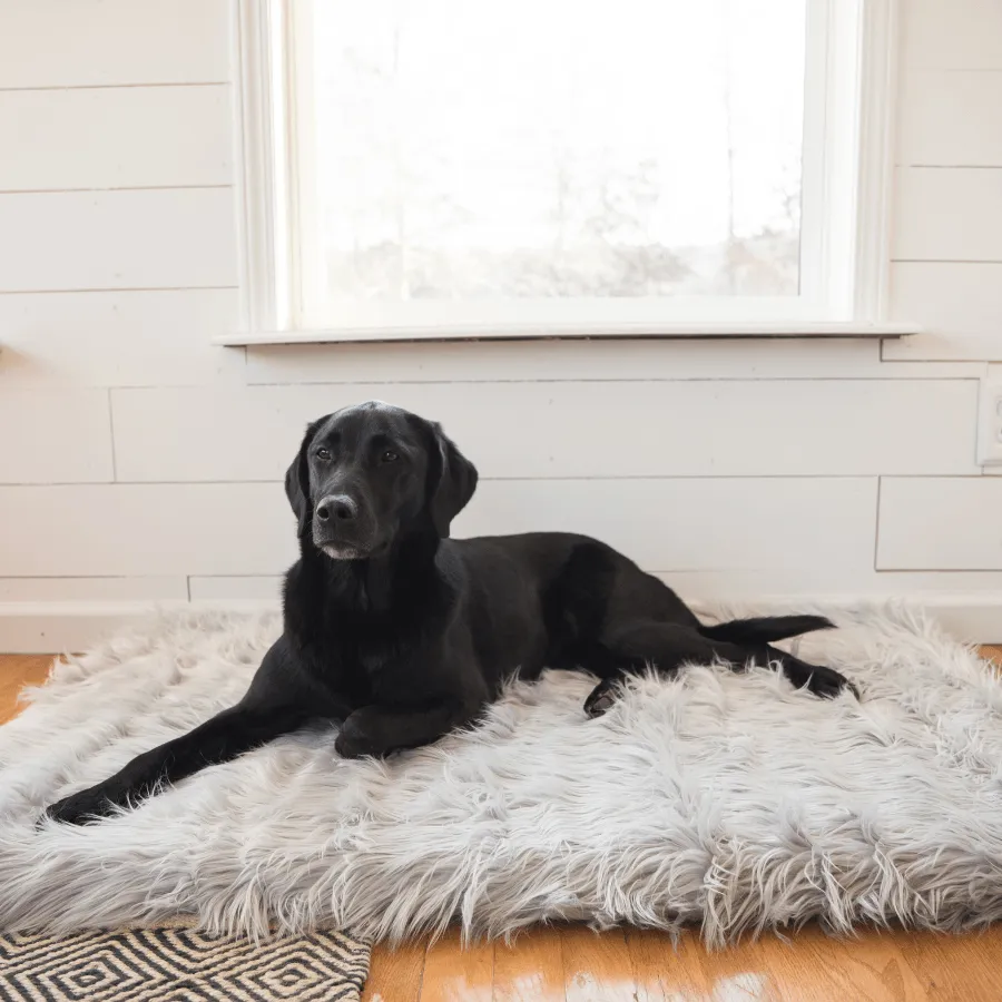 PupRug™ Faux Fur Orthopedic Dog Bed - Rectangle Grey