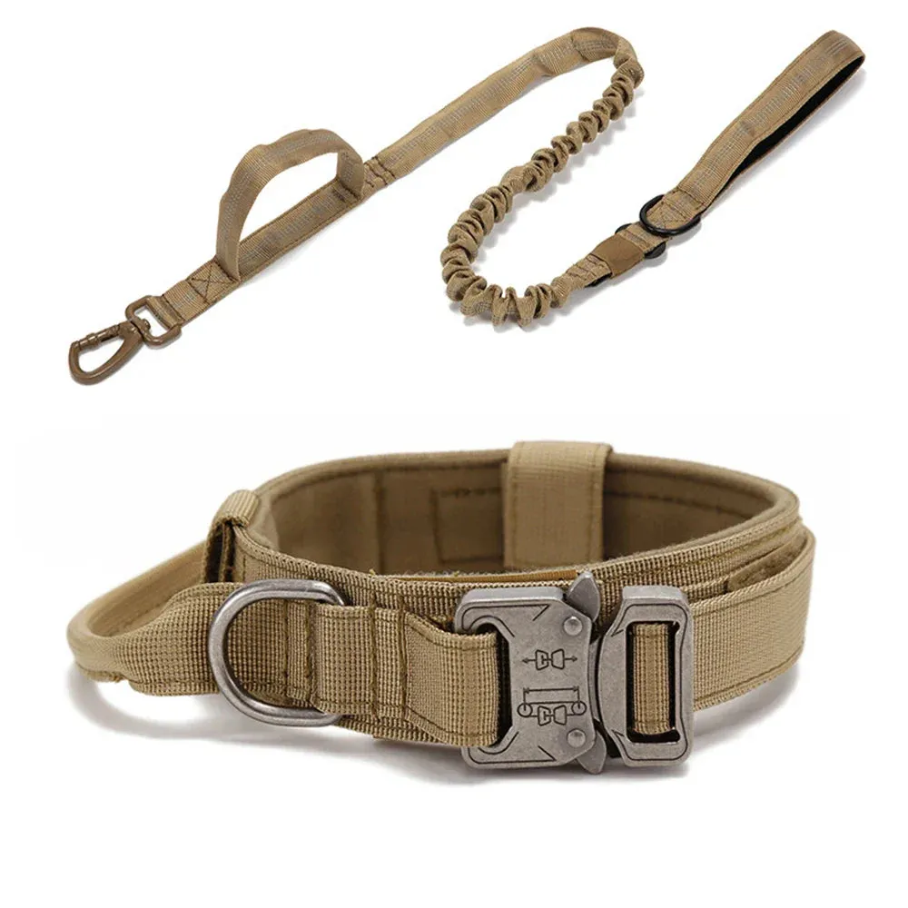 Reflective Nylon Dog Collar and Leash Set for Large Dogs - Tactical Training Gear
