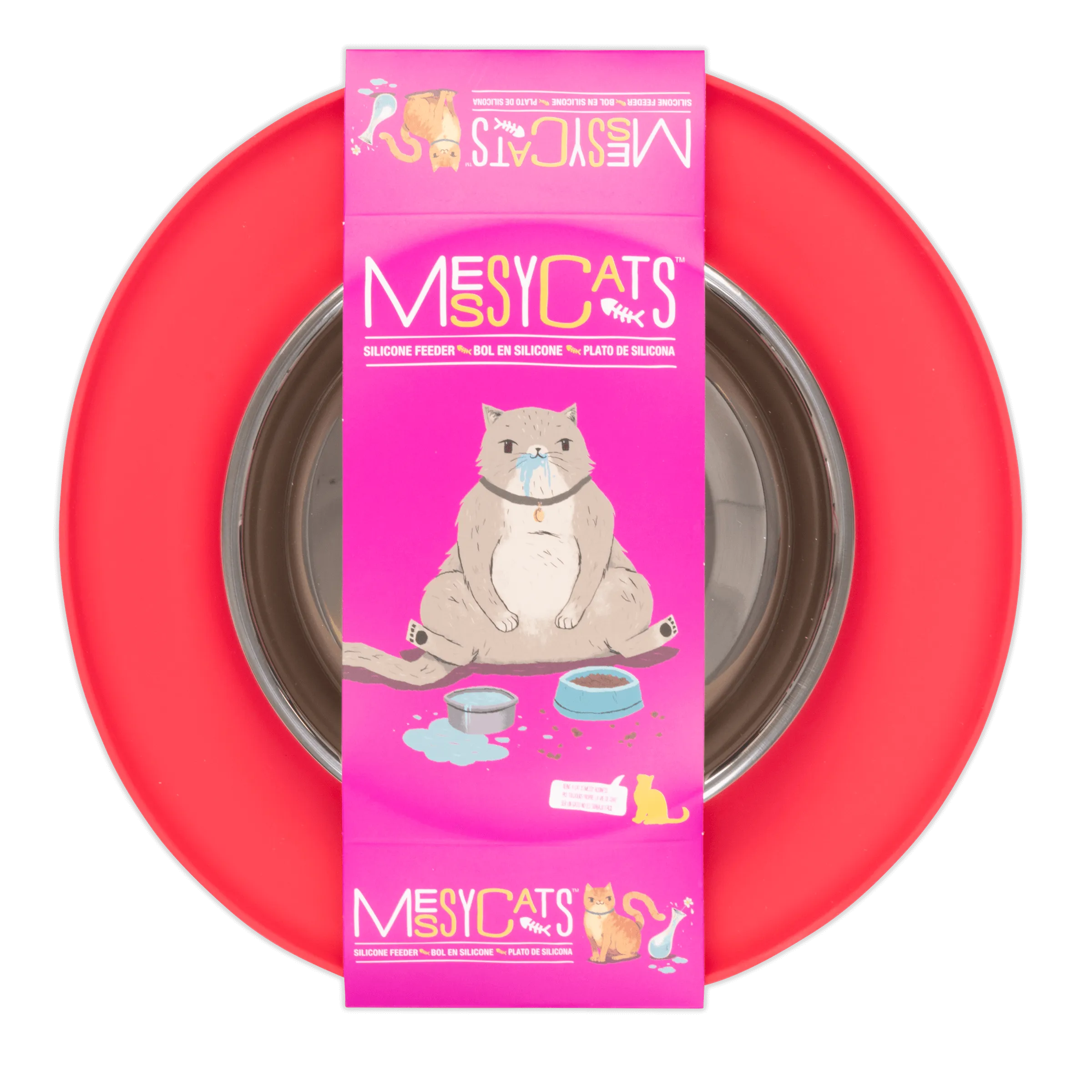 Single Silicone Cat Feeder with Stainless Steel Bowl