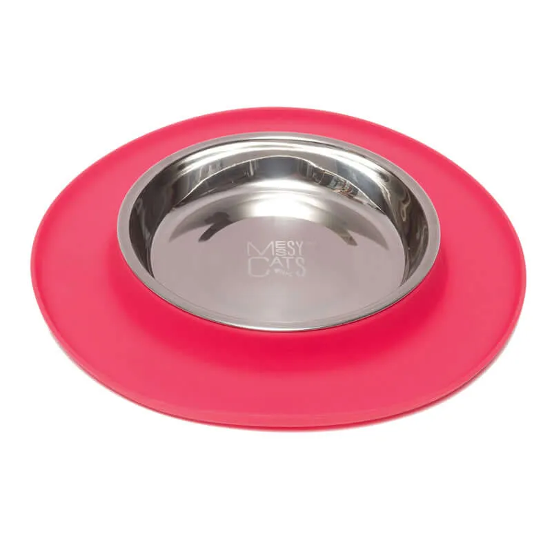 Single Silicone Cat Feeder with Stainless Steel Bowl
