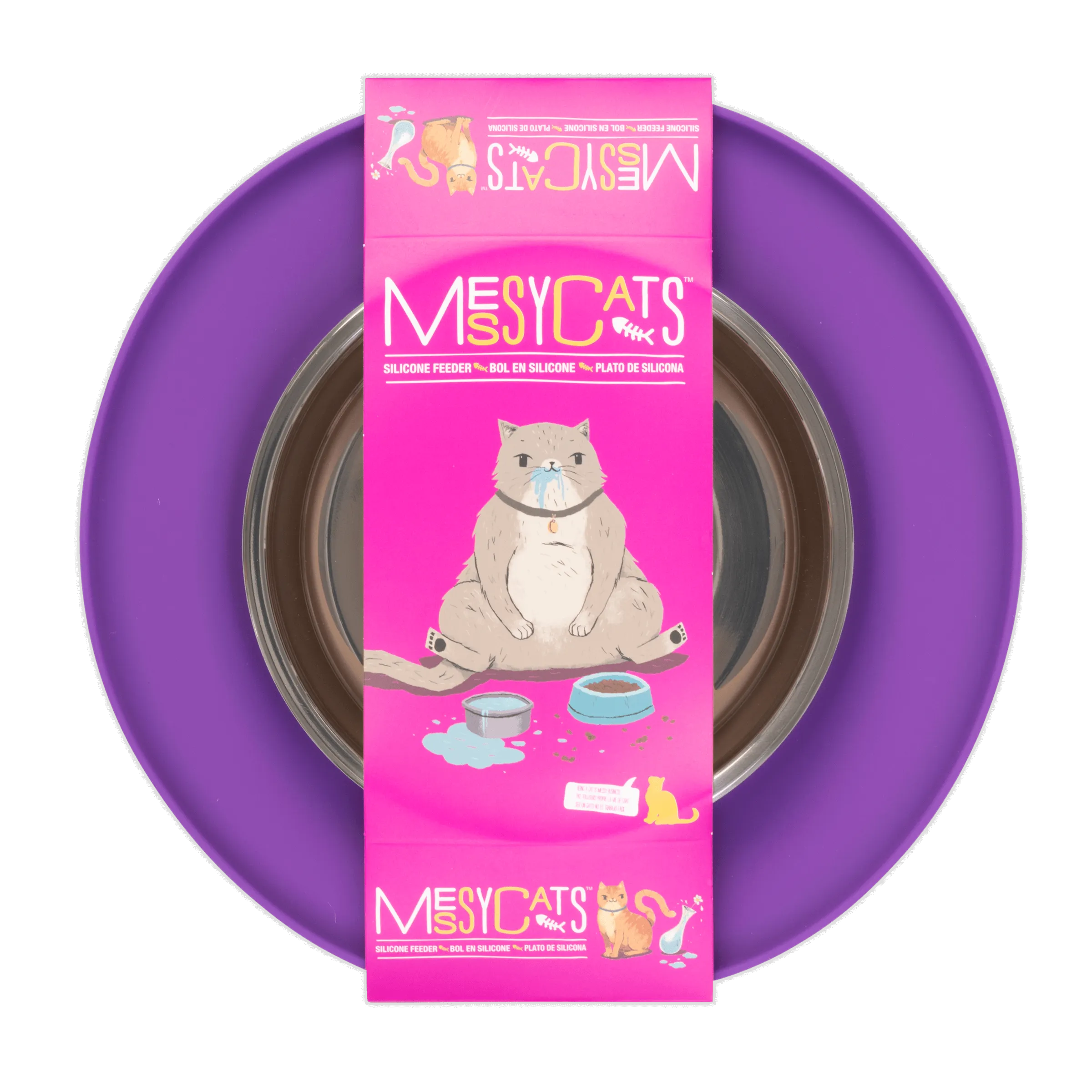 Single Silicone Cat Feeder with Stainless Steel Bowl