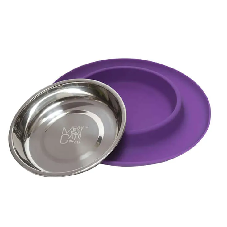 Single Silicone Cat Feeder with Stainless Steel Bowl