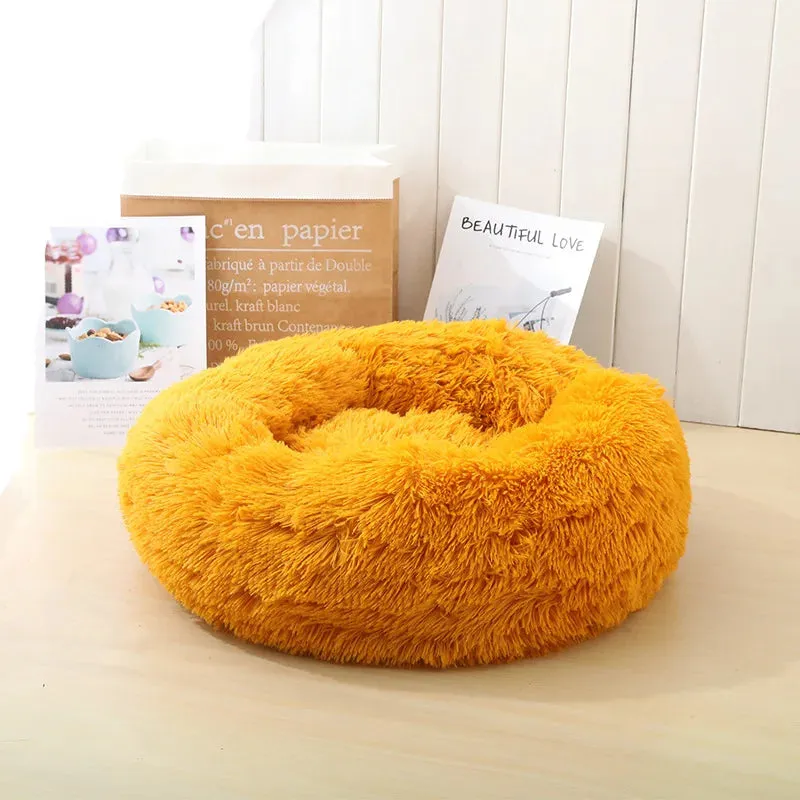 Soft Plush Round Cat Bed for Cozy Sleep
