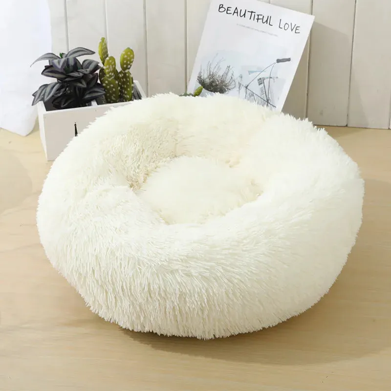 Soft Plush Round Cat Bed for Cozy Sleep