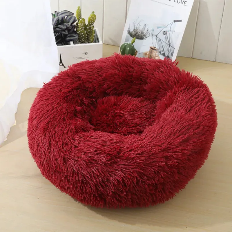 Soft Plush Round Cat Bed for Cozy Sleep