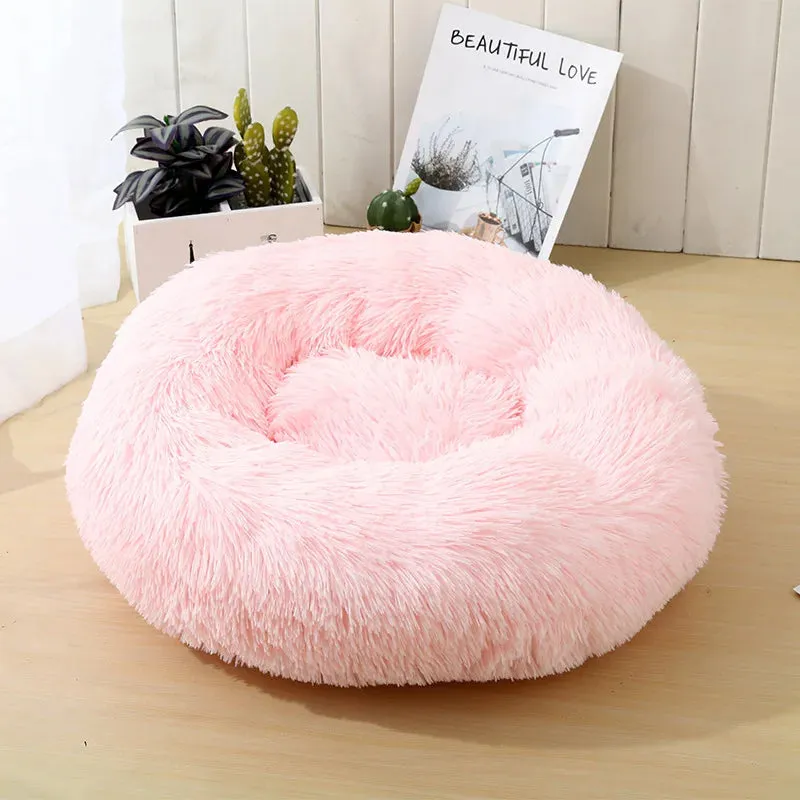 Soft Plush Round Cat Bed for Cozy Sleep