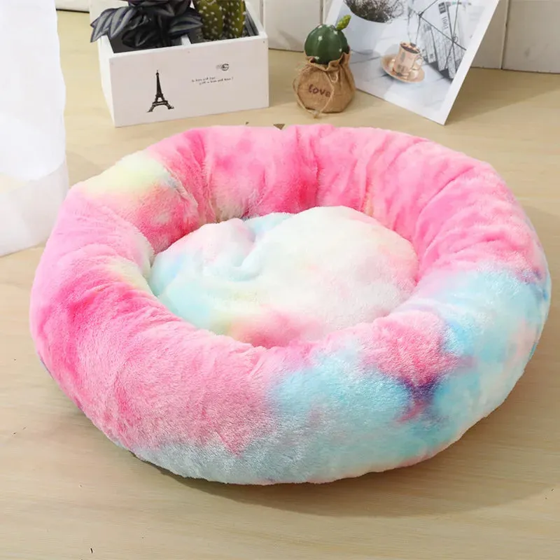 Soft Plush Round Cat Bed for Cozy Sleep