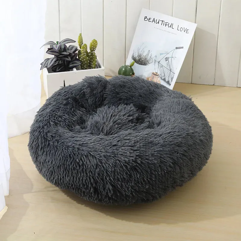 Soft Plush Round Cat Bed for Cozy Sleep