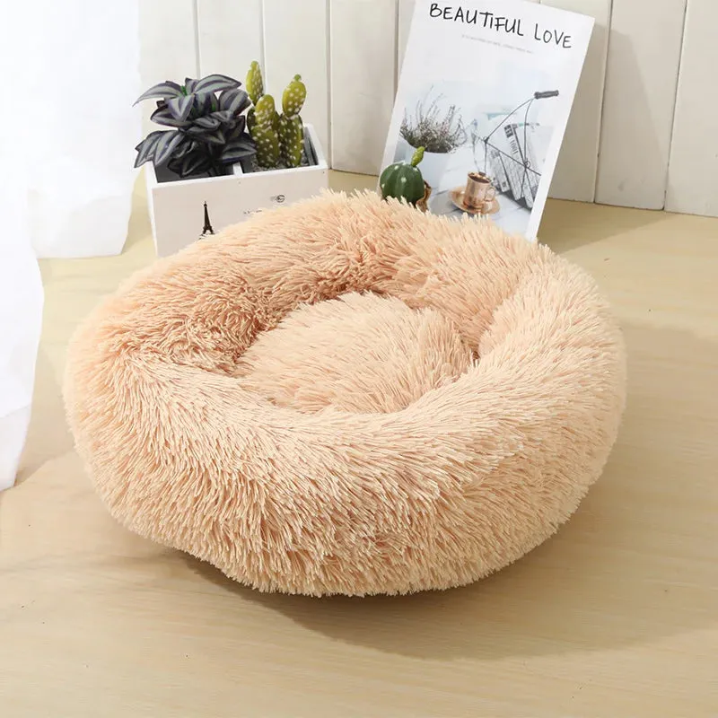 Soft Plush Round Cat Bed for Cozy Sleep