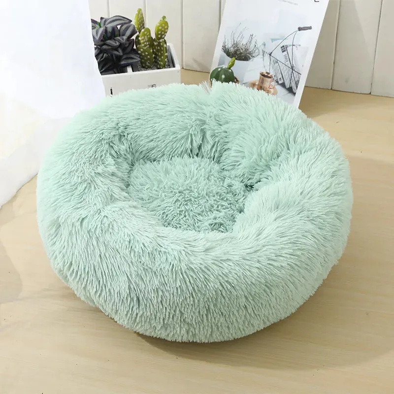 Soft Plush Round Cat Bed for Cozy Sleep