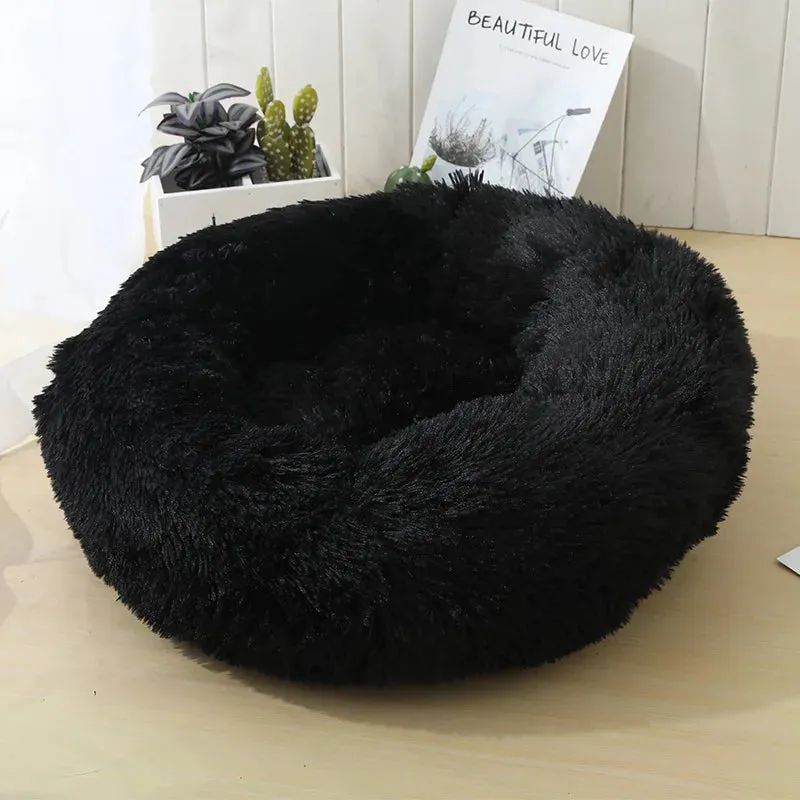Soft Plush Round Cat Bed for Cozy Sleep