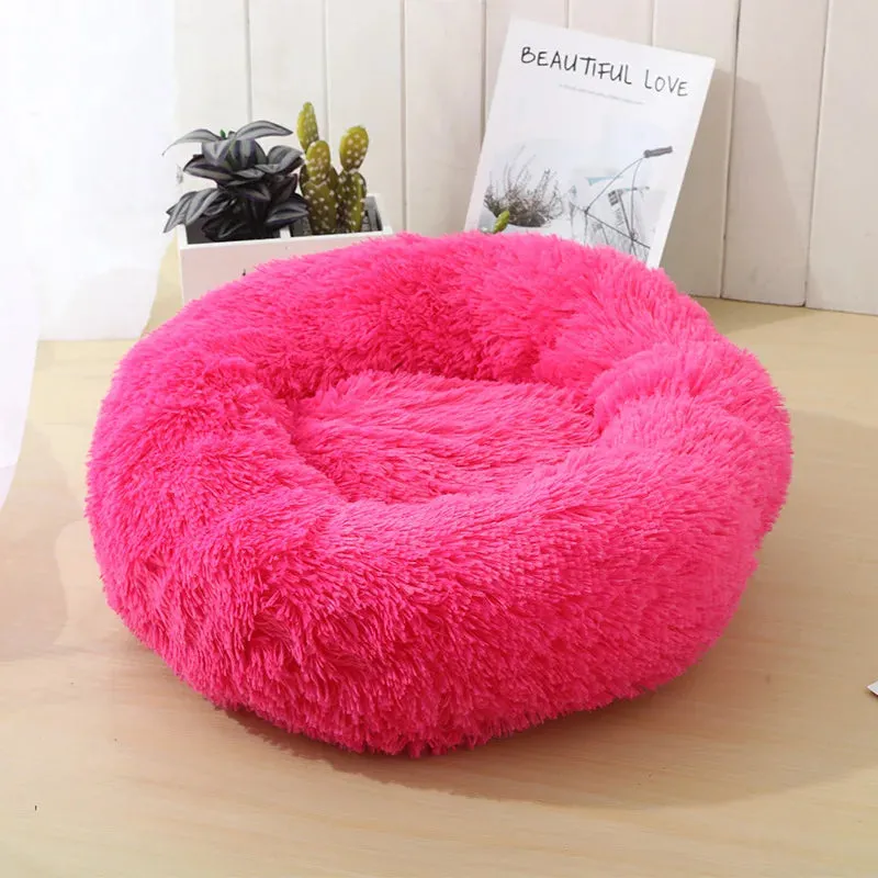 Soft Plush Round Cat Bed for Cozy Sleep