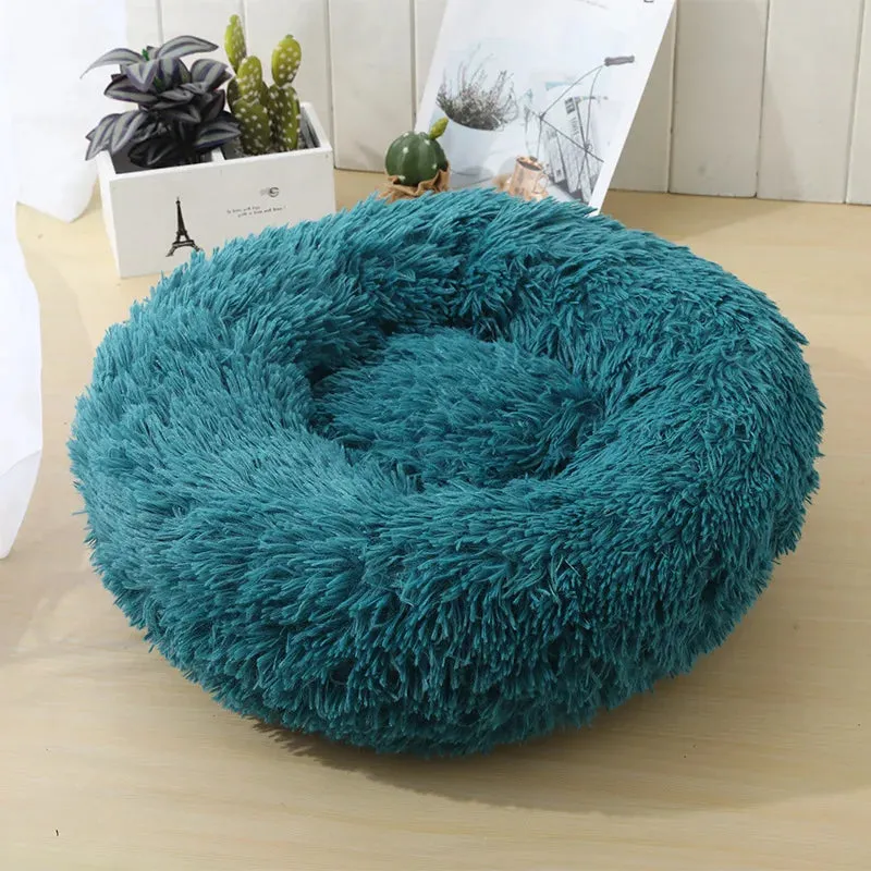 Soft Plush Round Cat Bed for Cozy Sleep
