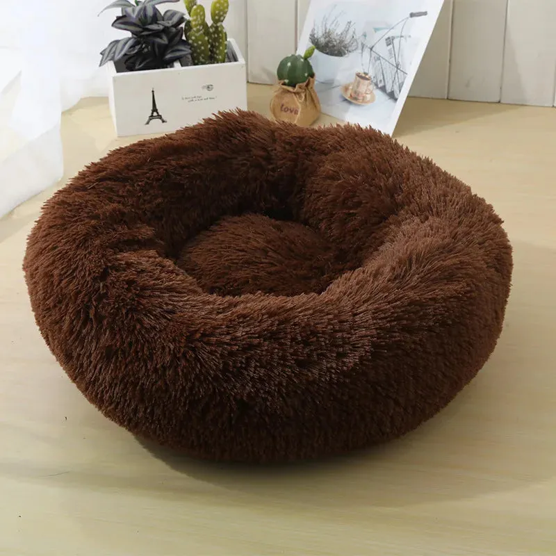 Soft Plush Round Cat Bed for Cozy Sleep