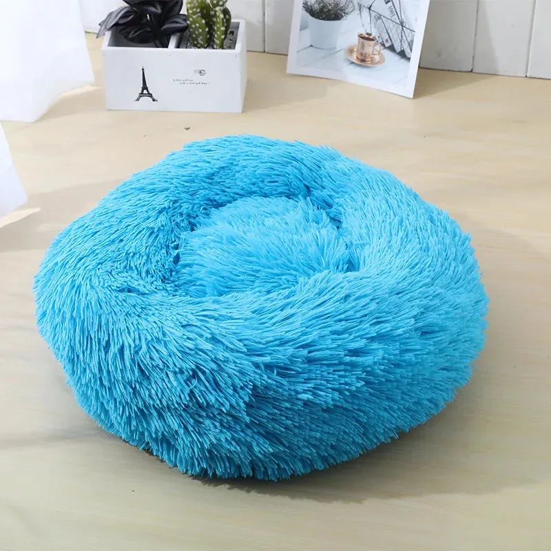 Soft Plush Round Cat Bed for Cozy Sleep