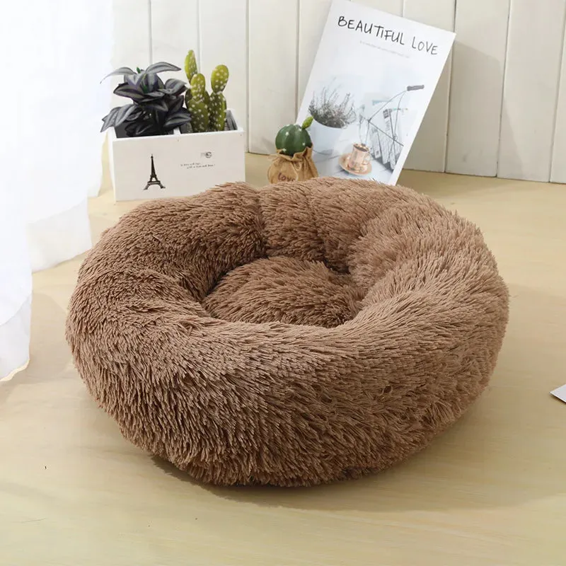 Soft Plush Round Cat Bed for Cozy Sleep