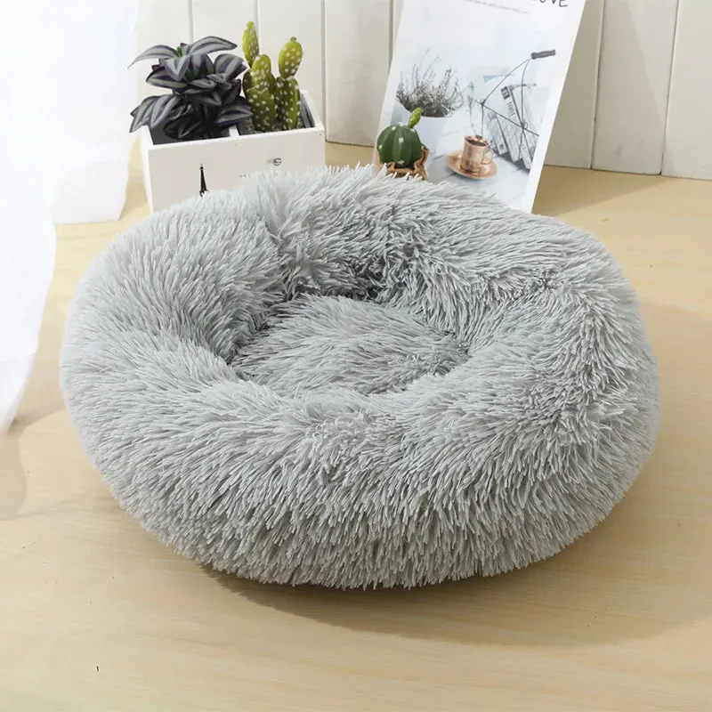 Soft Plush Round Cat Bed for Cozy Sleep