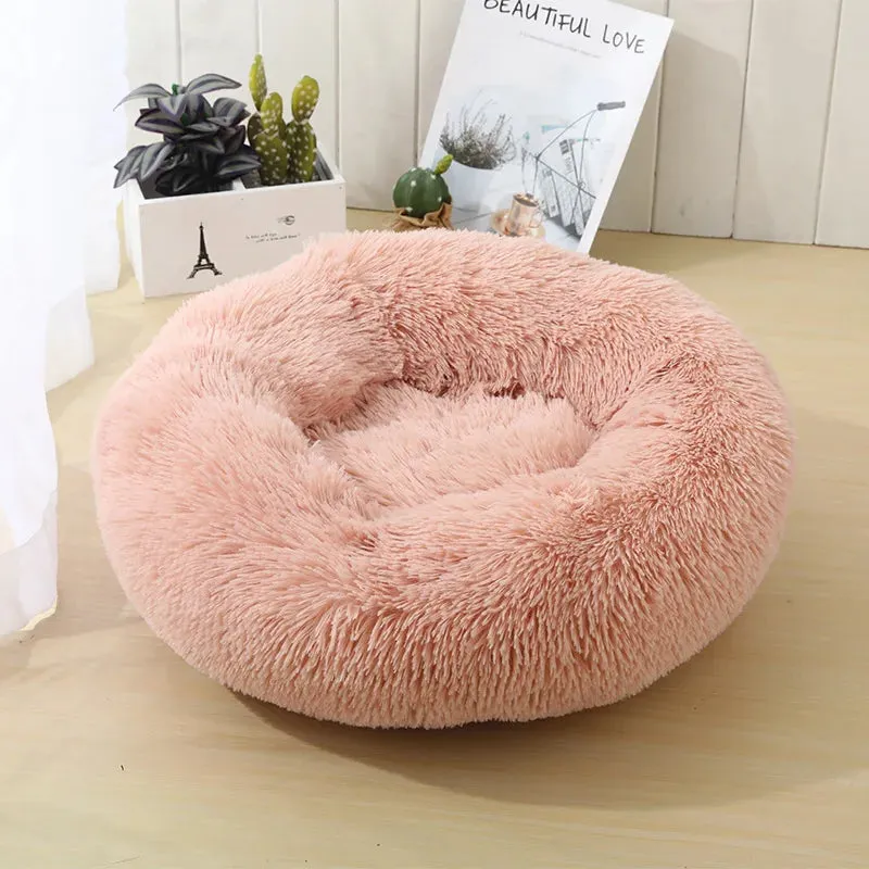 Soft Plush Round Cat Bed for Cozy Sleep